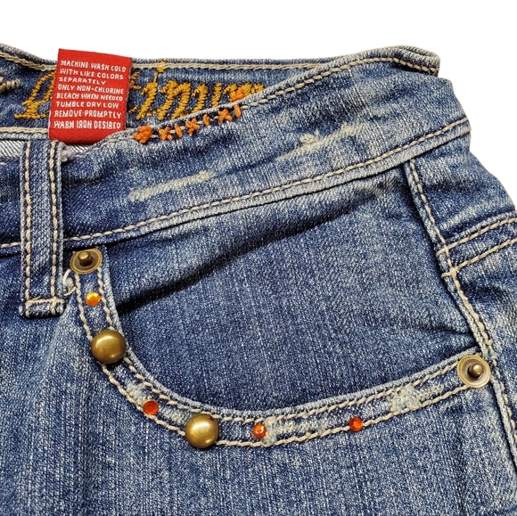 Vanilla star mid rise wide leg embroidered distressed and Embellished jeans sz 7 - Picture 6 of 14